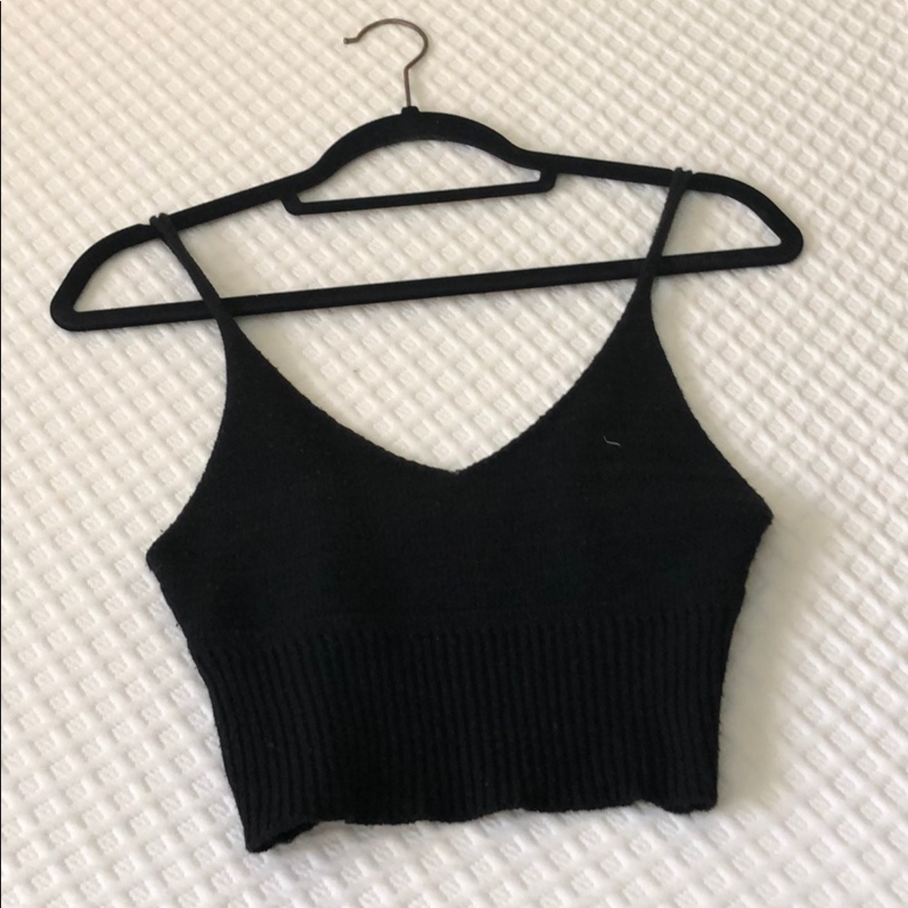 Hippie Love black v-neck crop top